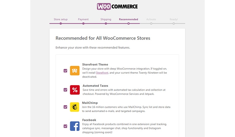 woocommerce tutorial - Choose Optional Features