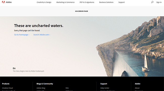 adobe 404 error page design
