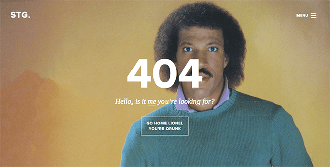 use pop culture in 404 error page design