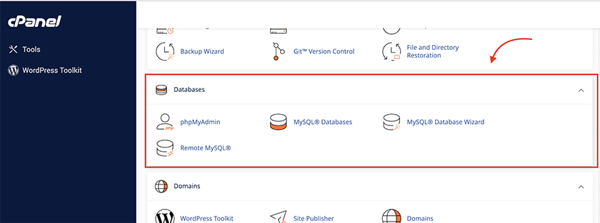 how to create and manage databases in cpanel