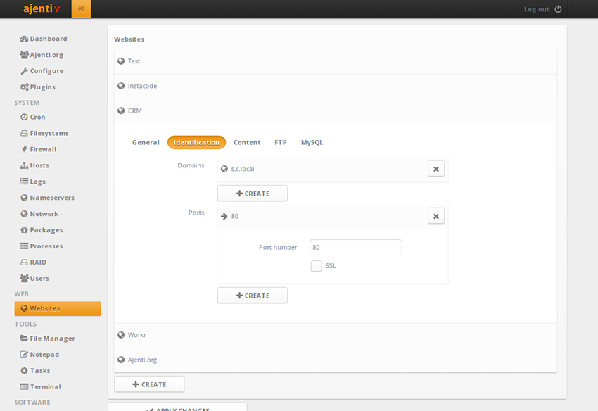 ajenti control panel plesk alternative