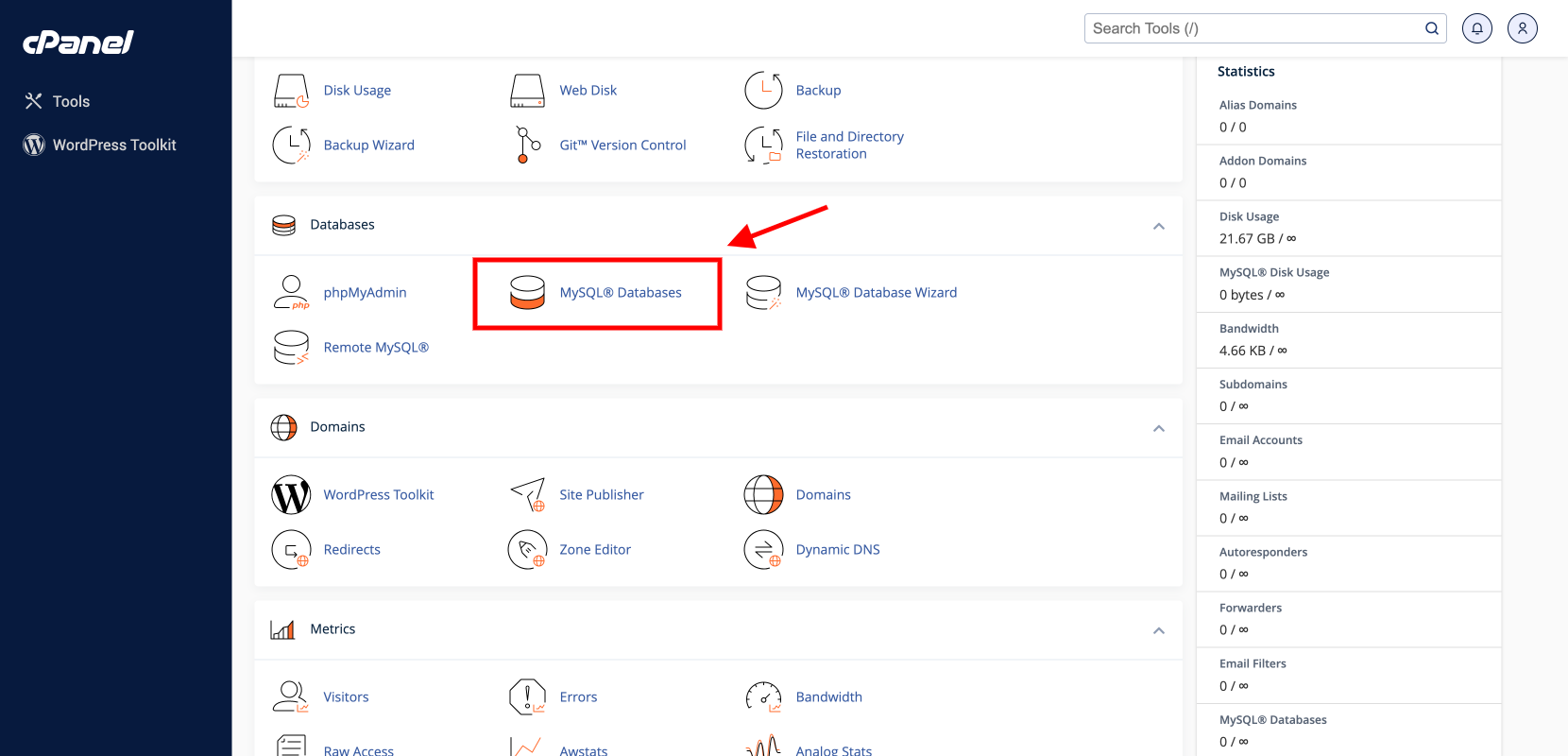 how to add mysql database in cpanel