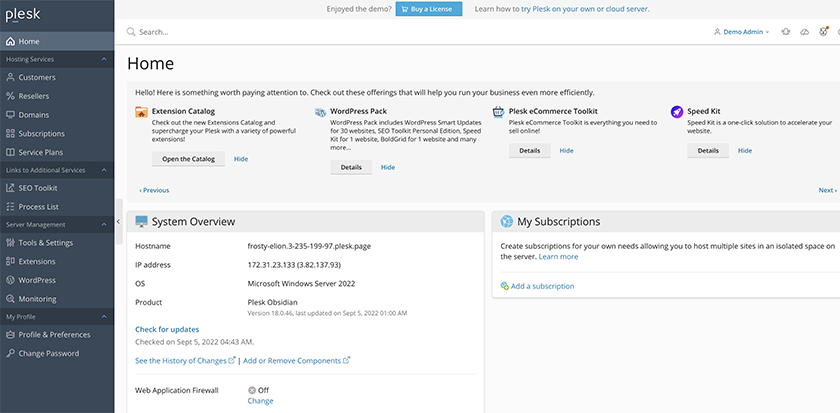 plesk control panel for vps