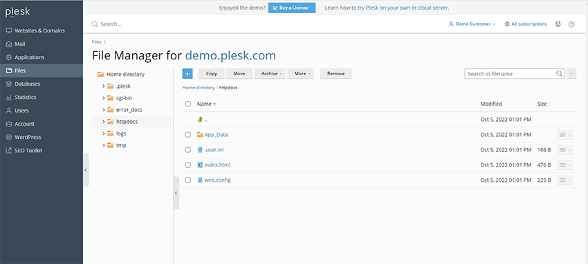 uploading files with plesk vps control panel