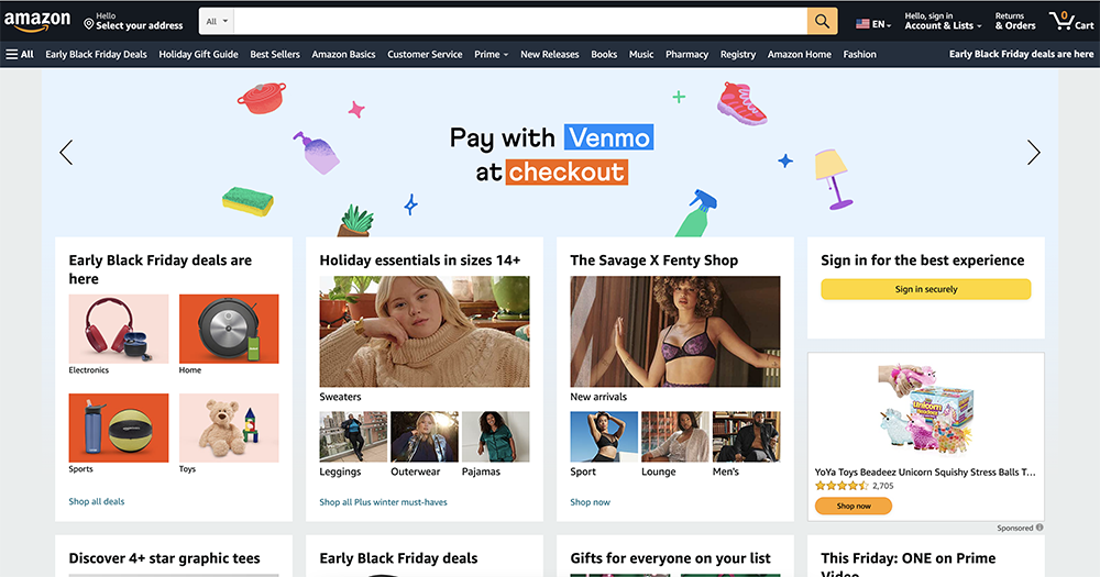 amazon best ecommerce web design example