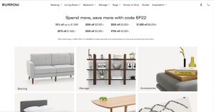 burrow best ecommerce web design example