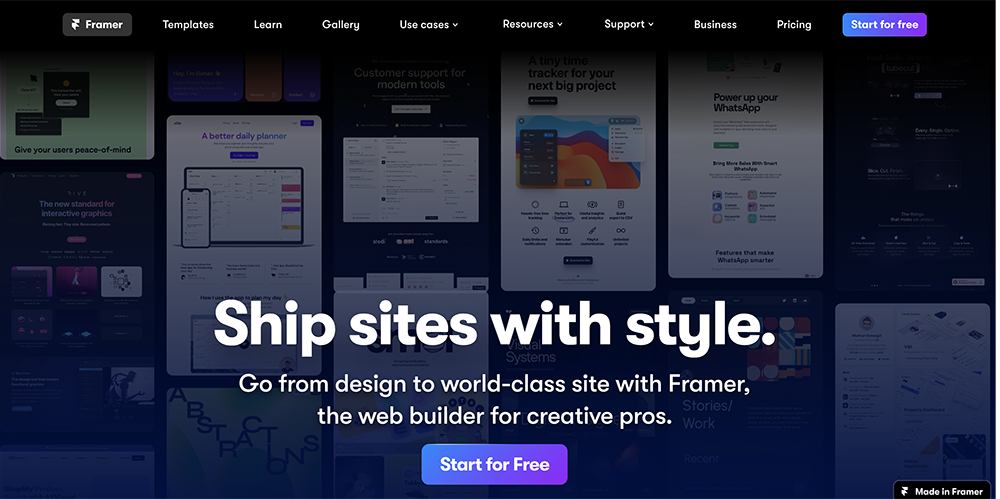 framer best ecommerce web design example