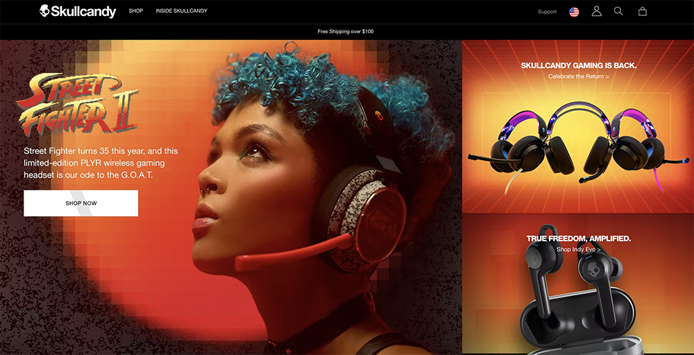 skullcandy best ecommerce web design example