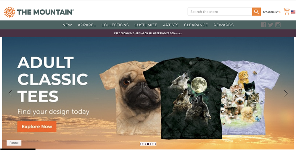 the mountain best ecommerce web design example