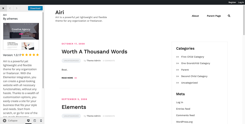 Airi fast wordpress theme