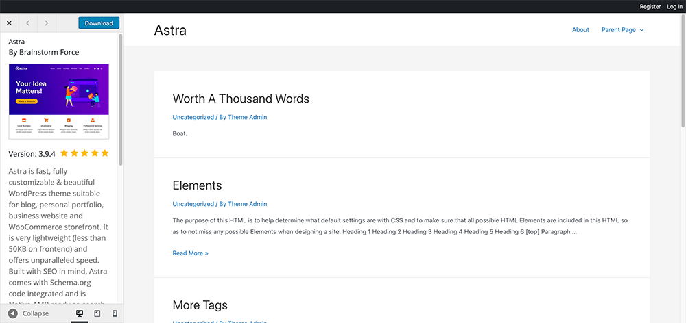 astra fastest wordpress theme