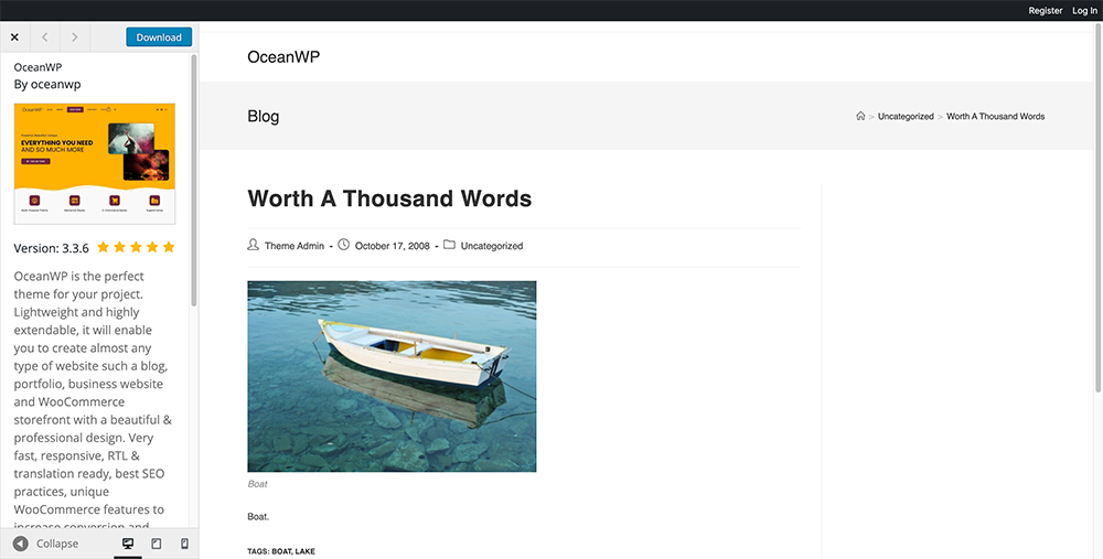 ocean fastest wordpress theme 2023